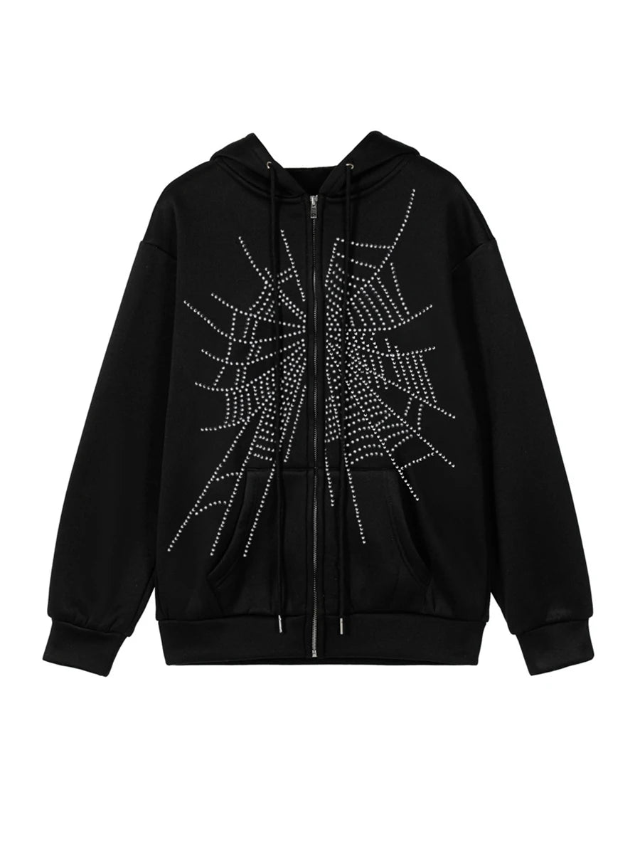 Y2K Women's Spider Print Hoodie
