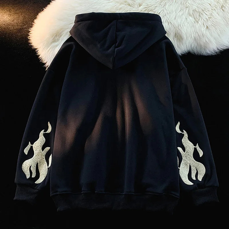 Y2K Cross Print Zip Up Hoodie