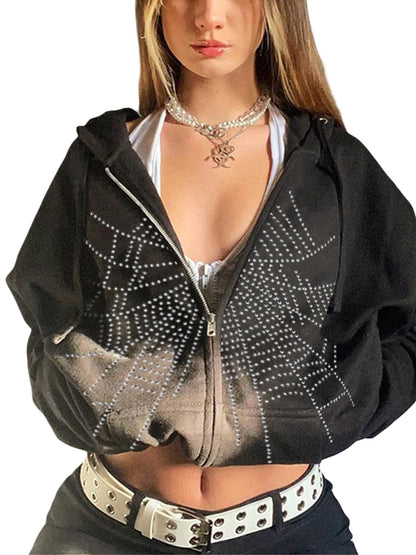 Y2K Women's Spider Print Hoodie
